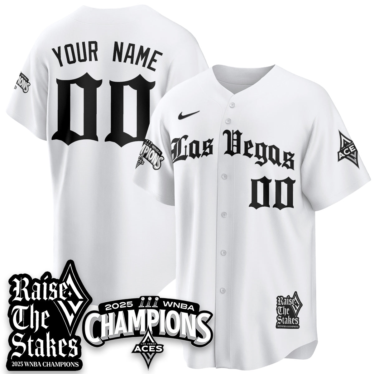 Las Vegas Aces 2025 WNBA Championship Baseball Custom Jersey - All Stitched