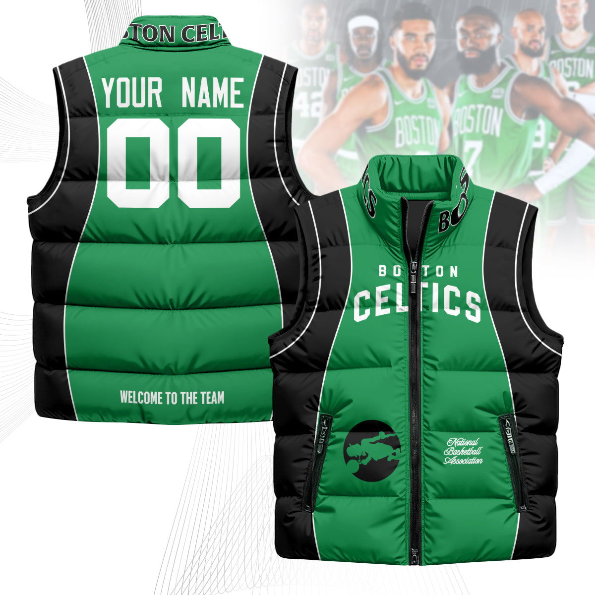 Boston Celtics Unisex Custom Puffer Vest