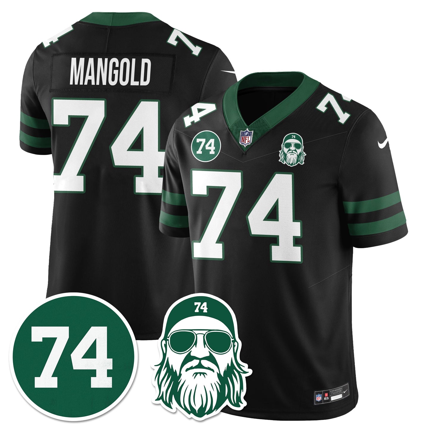 NYJ Vapor Limited Jersey - Nick Mangold Patch - All Stitched
