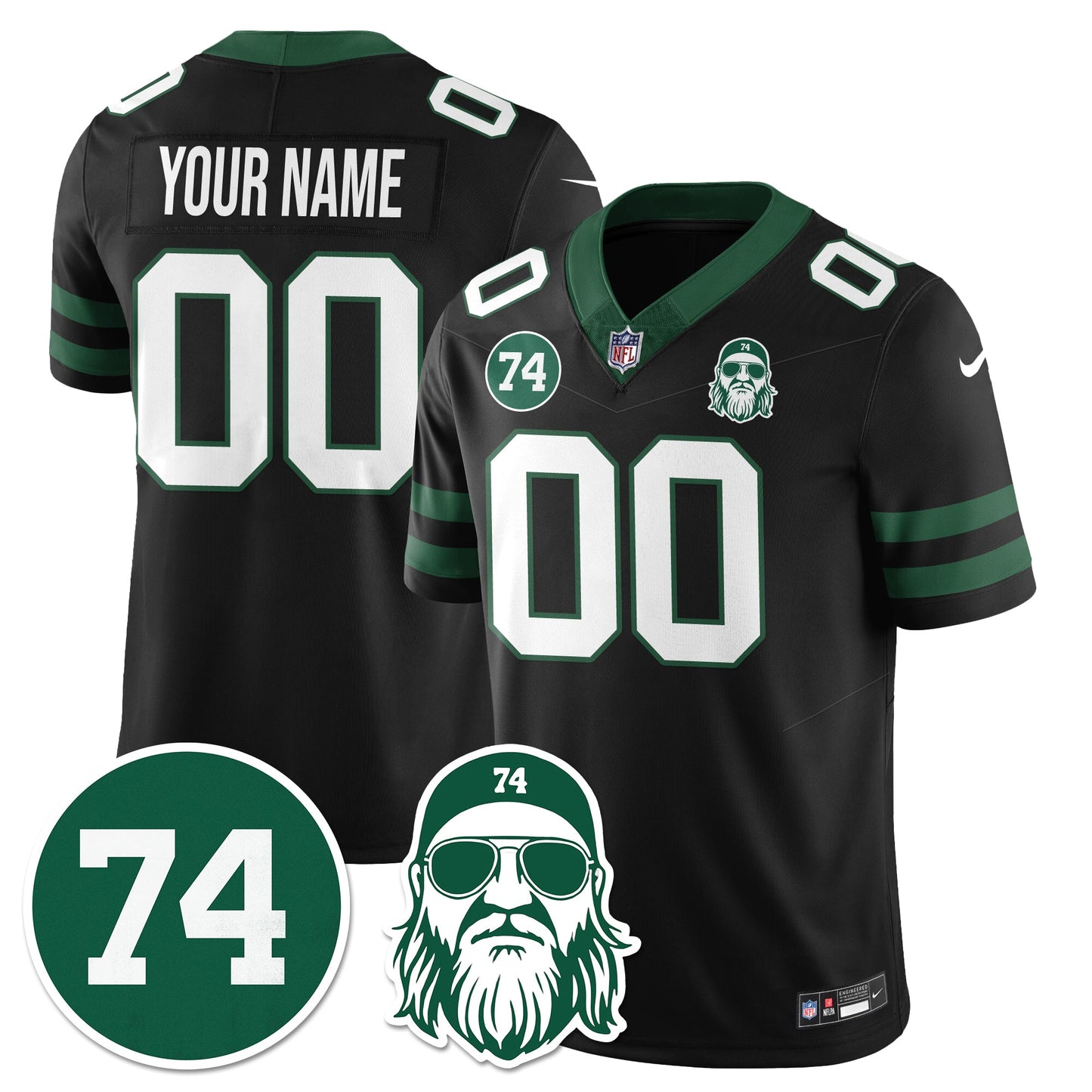 Custom NYJ Vapor Limited Jersey - Nick Mangold Patch - All Stitched