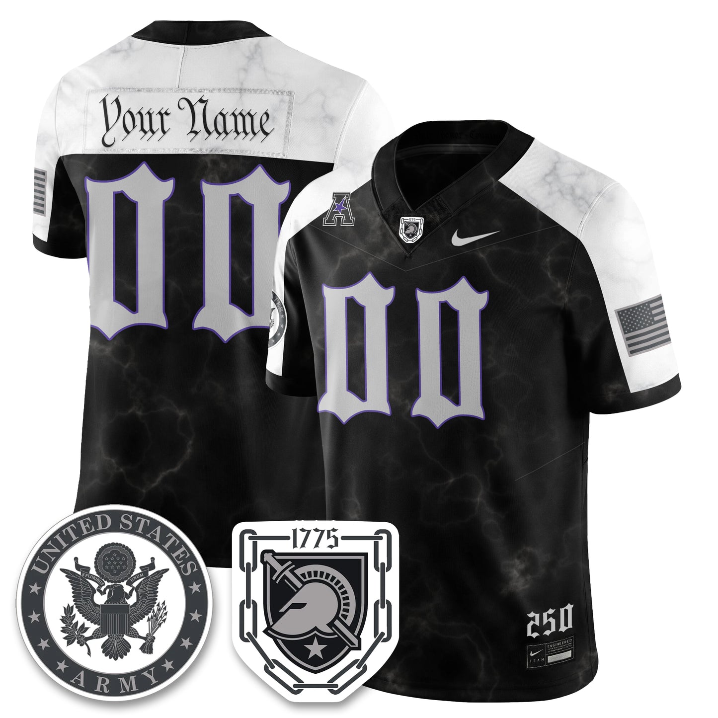 Army Black Knights Vapor Limited Custom Jersey - 250 Years of Service and Sacrifice - All Stitched