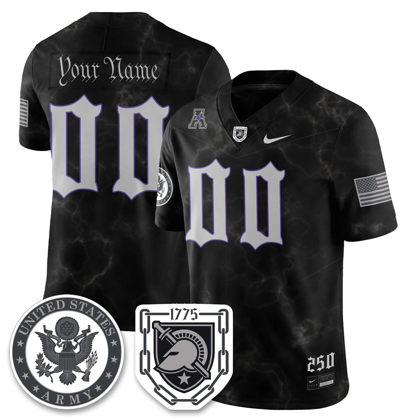 Army Black Knights Vapor Limited Jersey - 250 Years of Service and Sacrifice - All Stitched