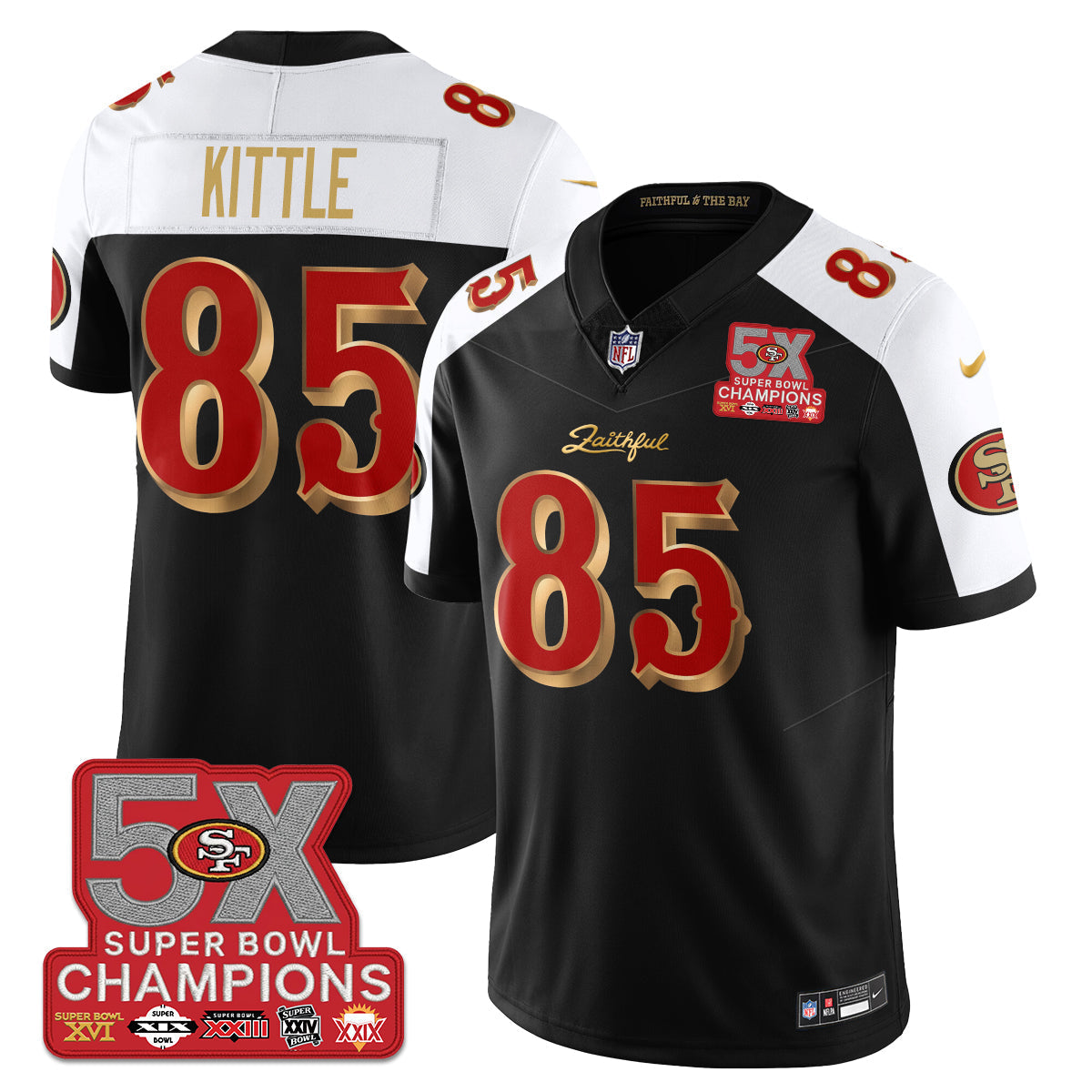 SF Rivalries 5-Time Champions Patch Vapor Limited Jersey - All Stitched