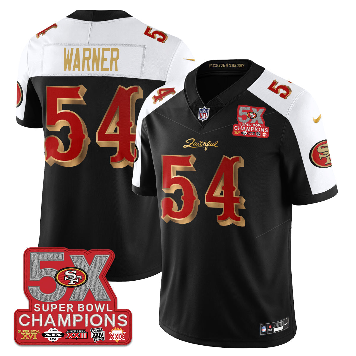 SF Rivalries 5-Time Champions Patch Vapor Limited Jersey - All Stitched
