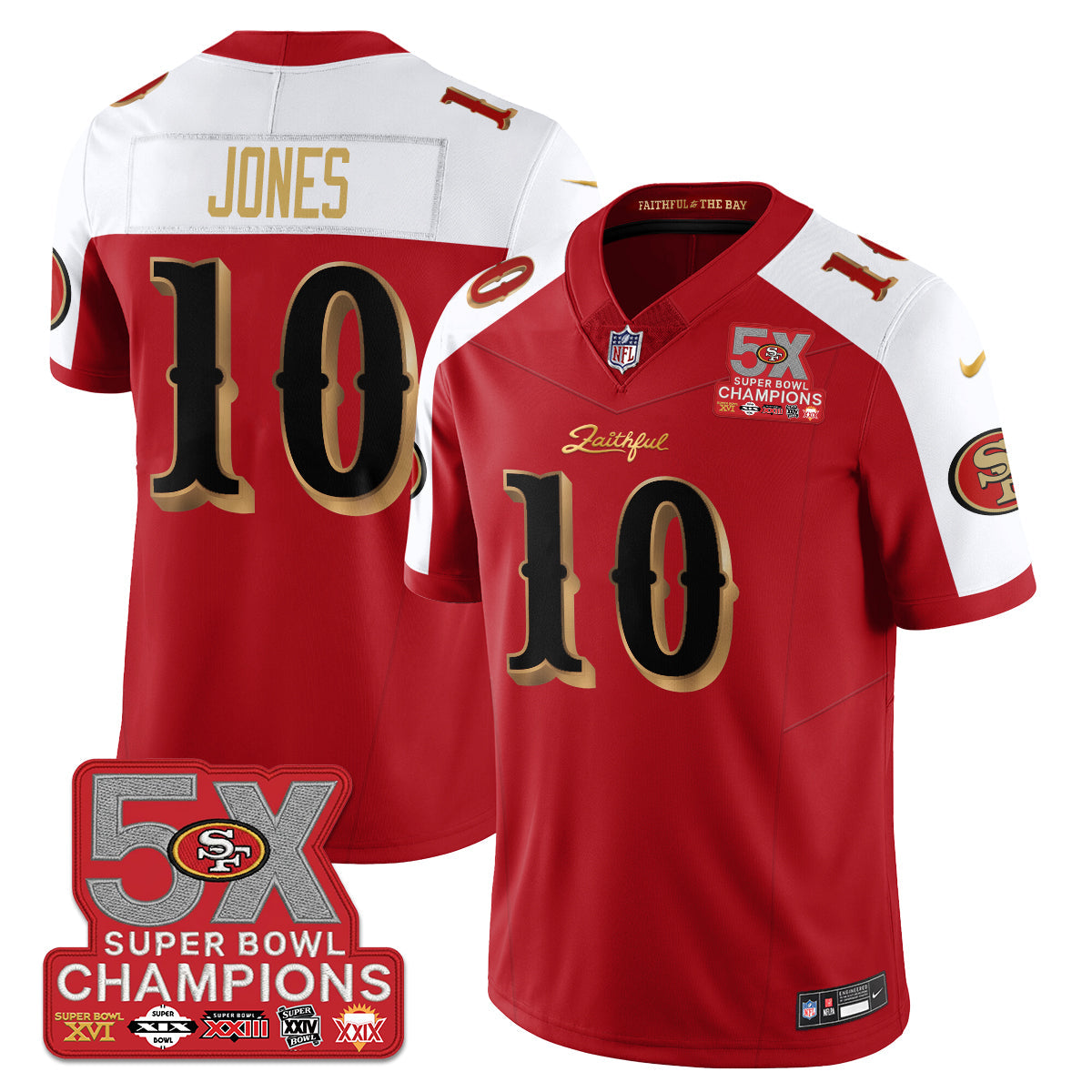 SF Rivalries 5-Time Champions Patch Vapor Limited Jersey - All Stitched