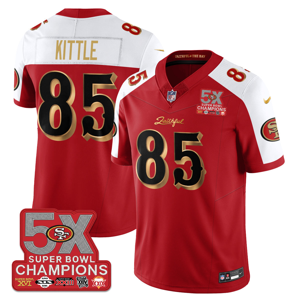 SF Rivalries 5-Time Champions Patch Vapor Limited Jersey - All Stitched