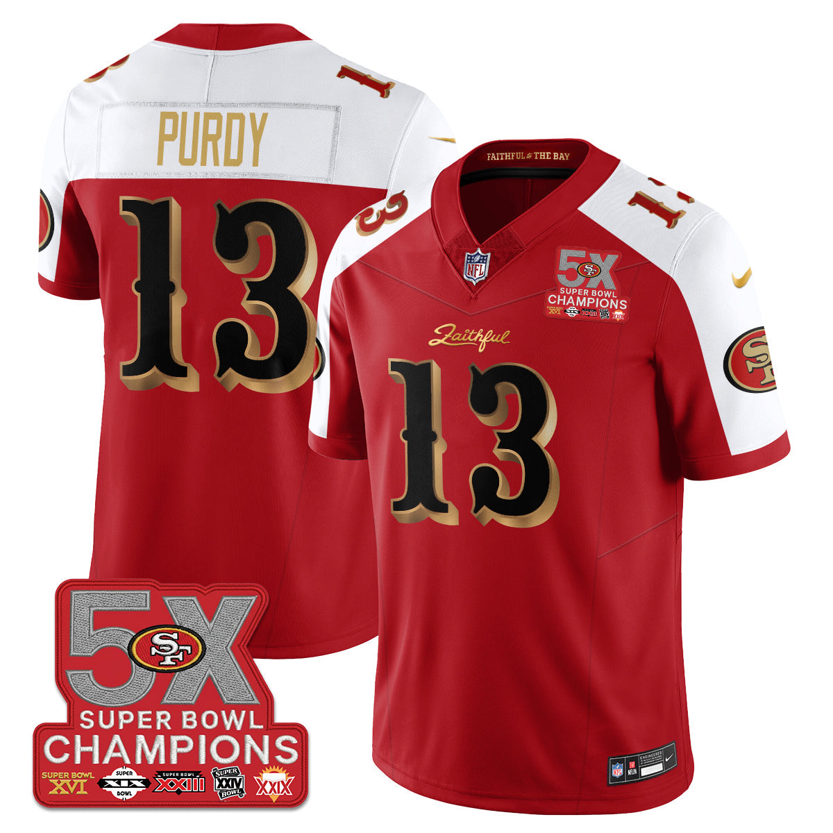 SF Rivalries 5-Time Champions Patch Vapor Limited Jersey - All Stitched
