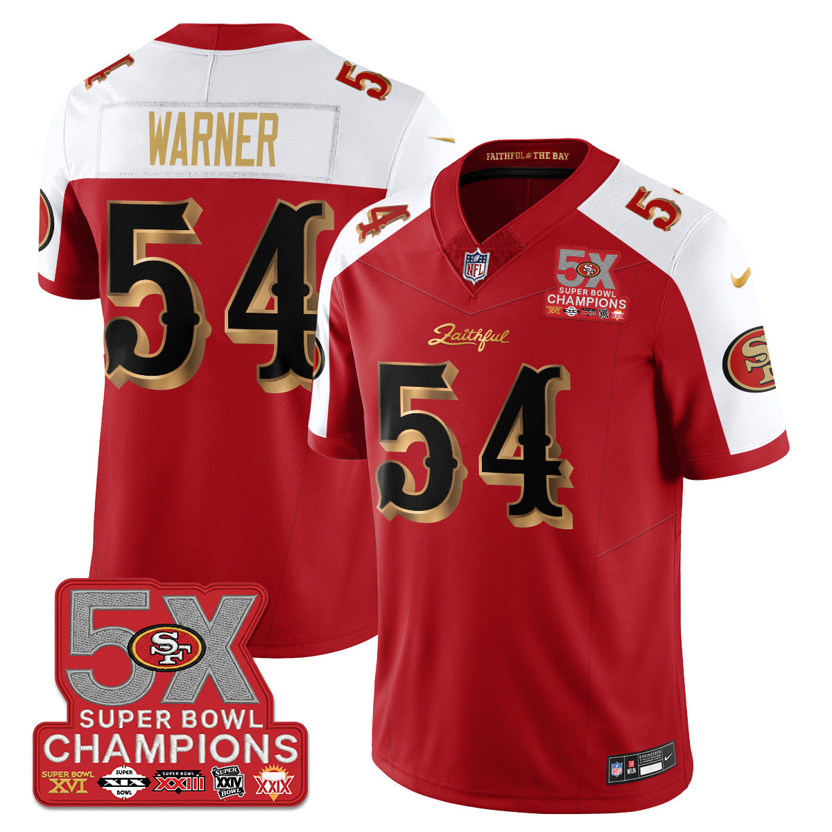 SF Rivalries 5-Time Champions Patch Vapor Limited Jersey - All Stitched