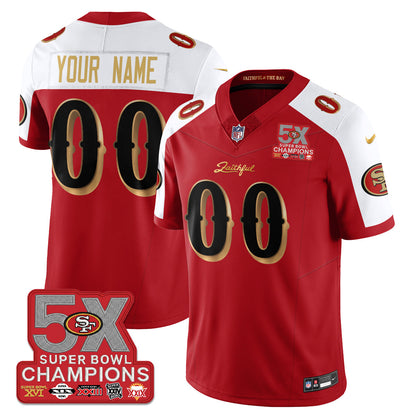 Custom SF Rivalries 5-Time Champions Patch Vapor Limited Jersey - All Stitched