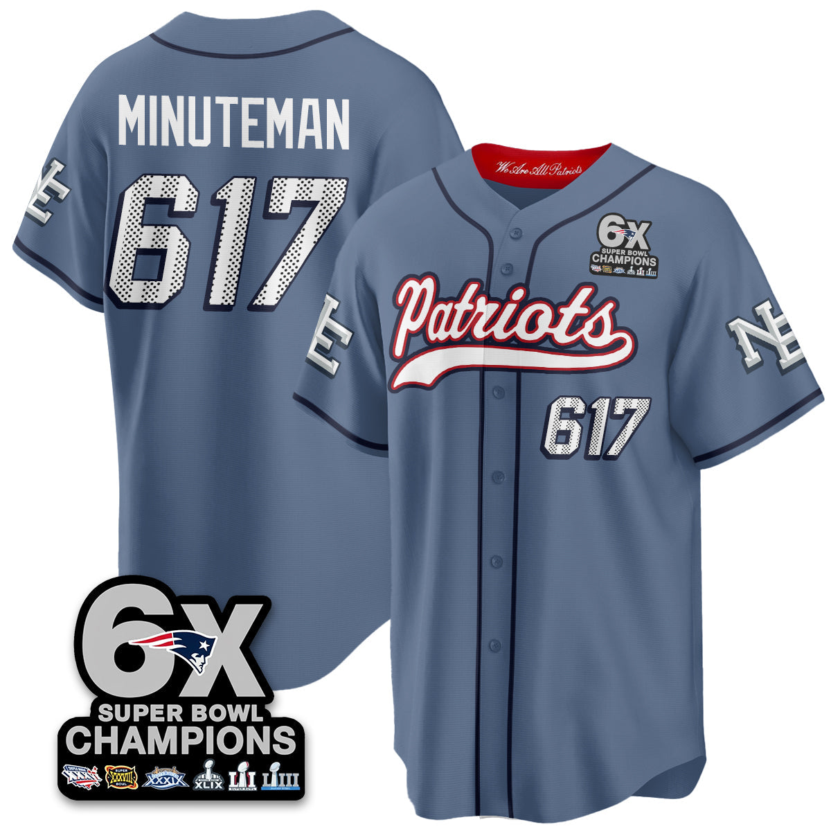 NE 6-Time Champions Patch Vapor Baseball Jersey - All Stitched