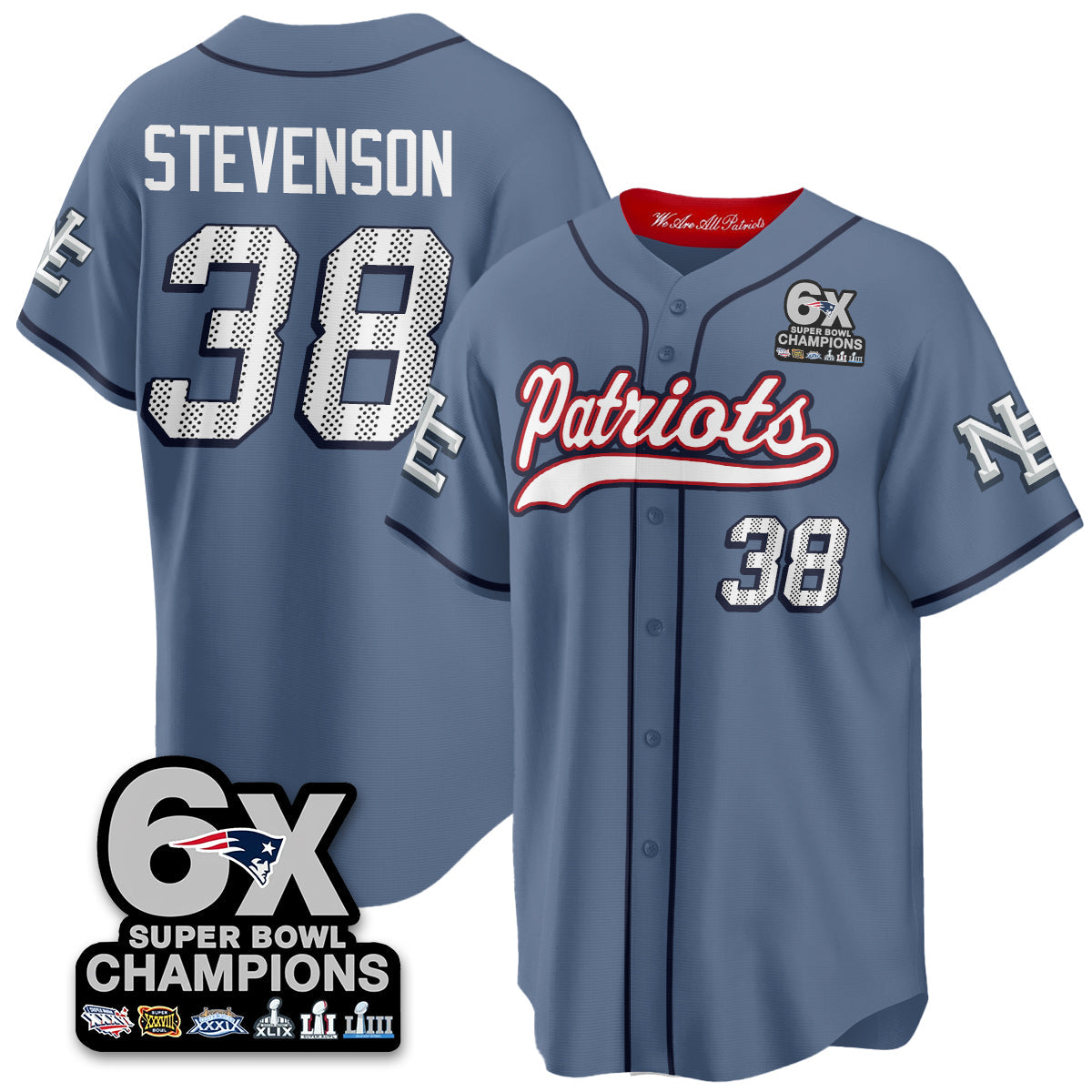 NE 6-Time Champions Patch Vapor Baseball Jersey - All Stitched
