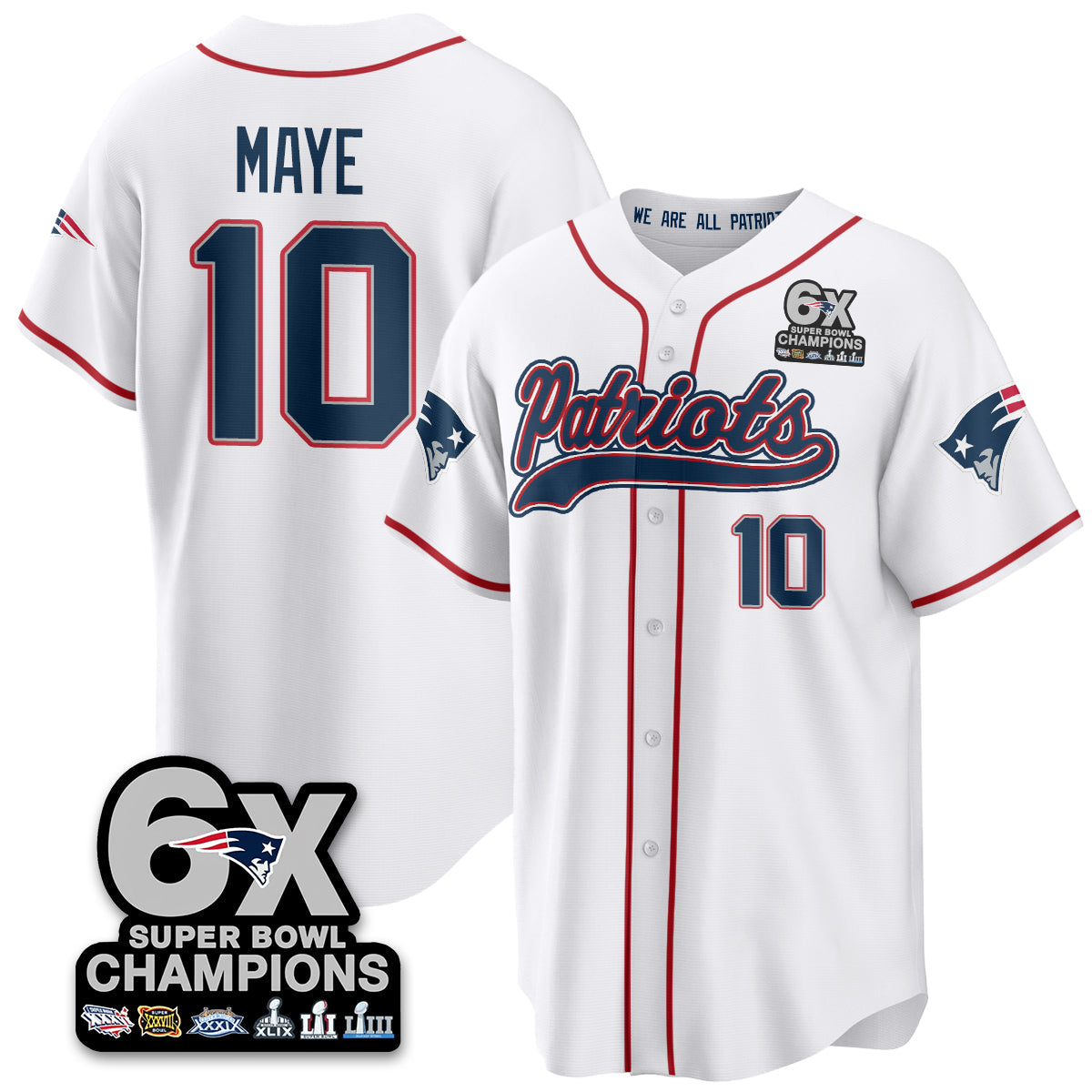 NE 6-Time Champions Patch Vapor Baseball Jersey - All Stitched