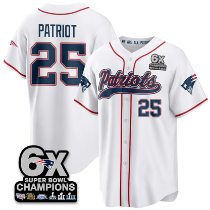 NE 6-Time Champions Patch Vapor Baseball Jersey - All Stitched