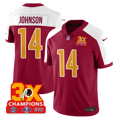 WAS 3-Time Champions Patch Vapor Limited Jersey - All Stitched