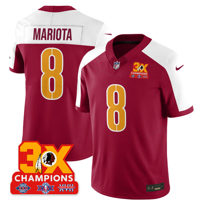 WAS 3-Time Champions Patch Vapor Limited Jersey - All Stitched