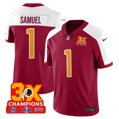 WAS 3-Time Champions Patch Vapor Limited Jersey - All Stitched