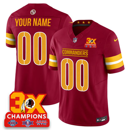 WAS 3-Time Champions Patch Vapor Limited Custom Jersey - All Stitched