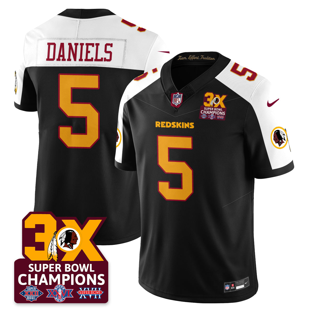 WAS 3-Time Champions Patch Vapor Limited Jersey - All Stitched