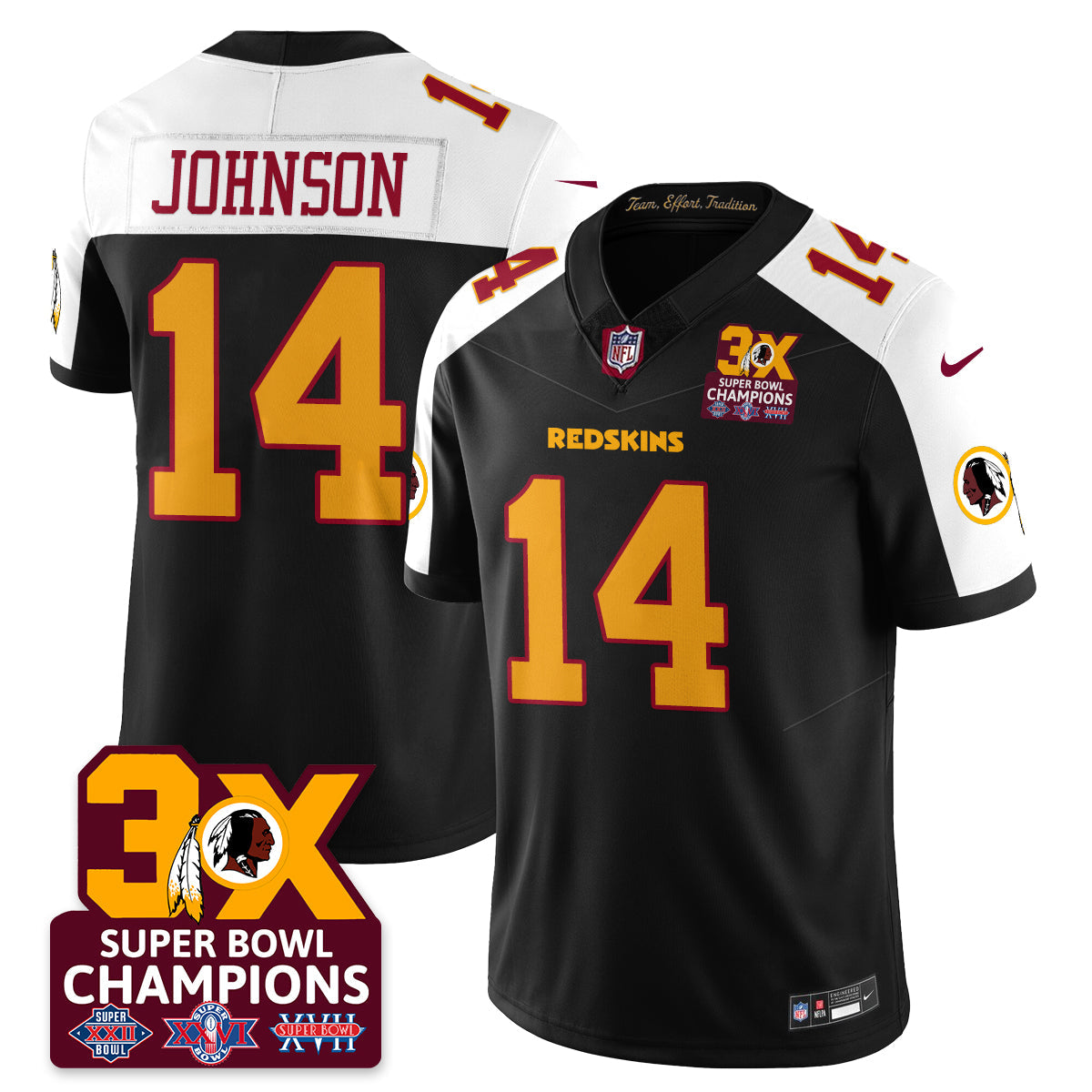 WAS 3-Time Champions Patch Vapor Limited Jersey - All Stitched