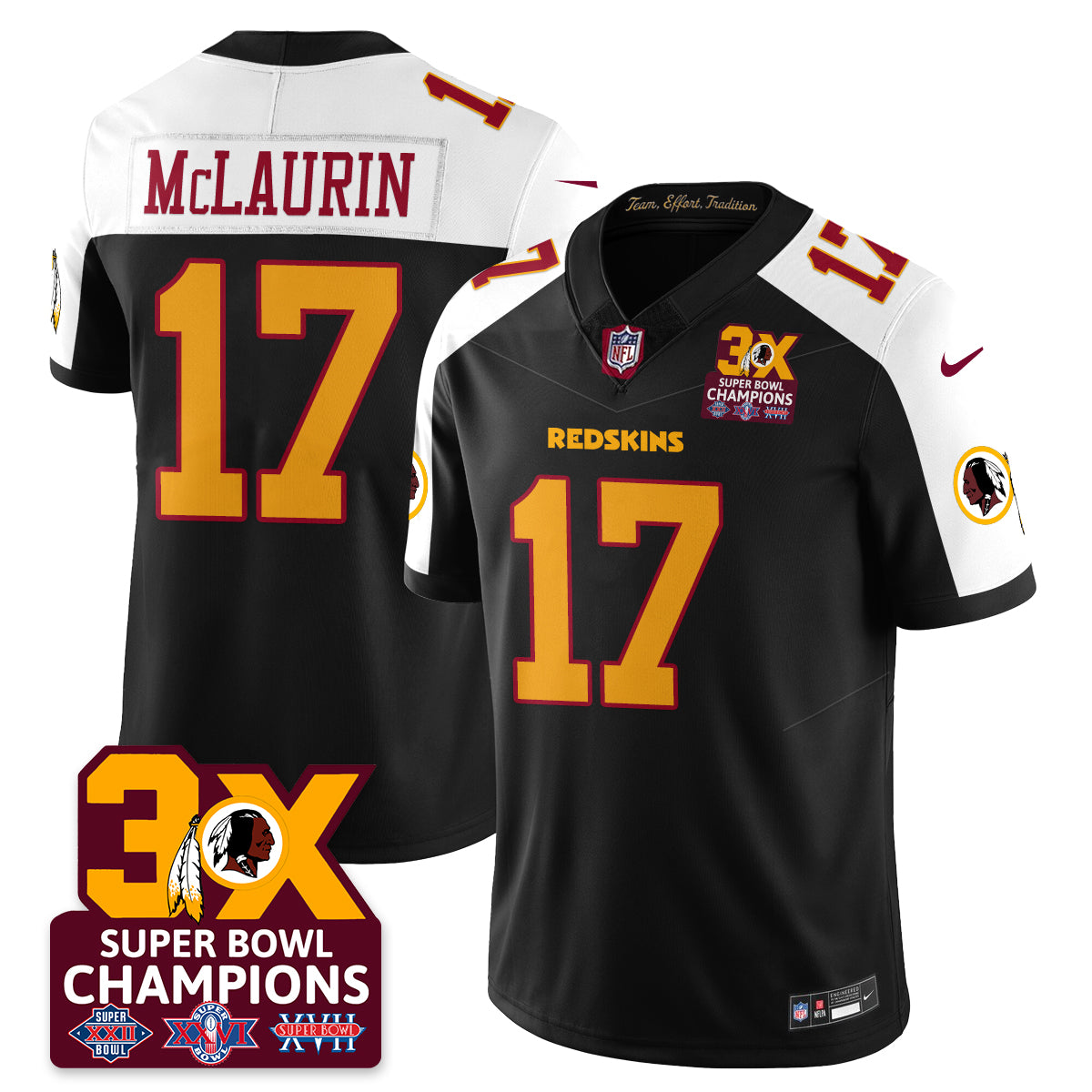 WAS 3-Time Champions Patch Vapor Limited Jersey - All Stitched