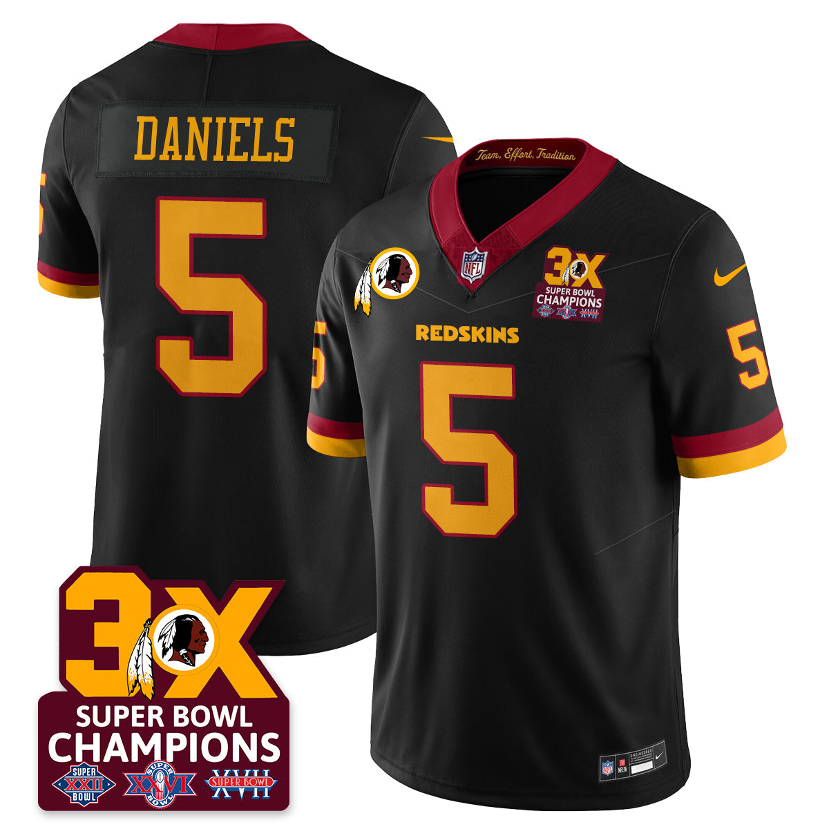 WAS 3-Time Champions Patch Vapor Limited Jersey - All Stitched