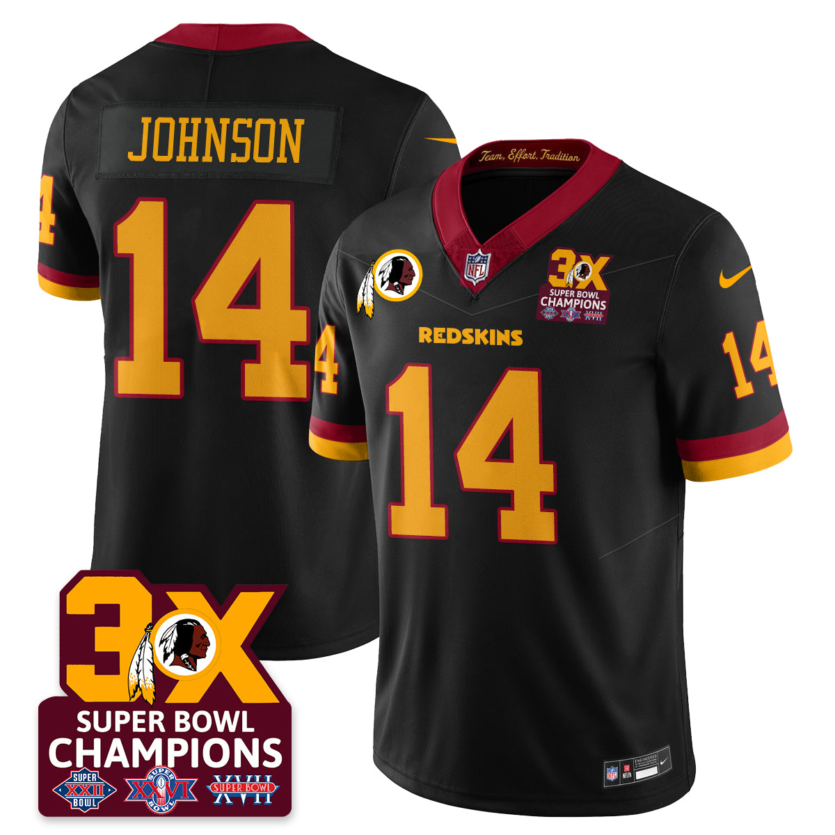WAS 3-Time Champions Patch Vapor Limited Jersey - All Stitched
