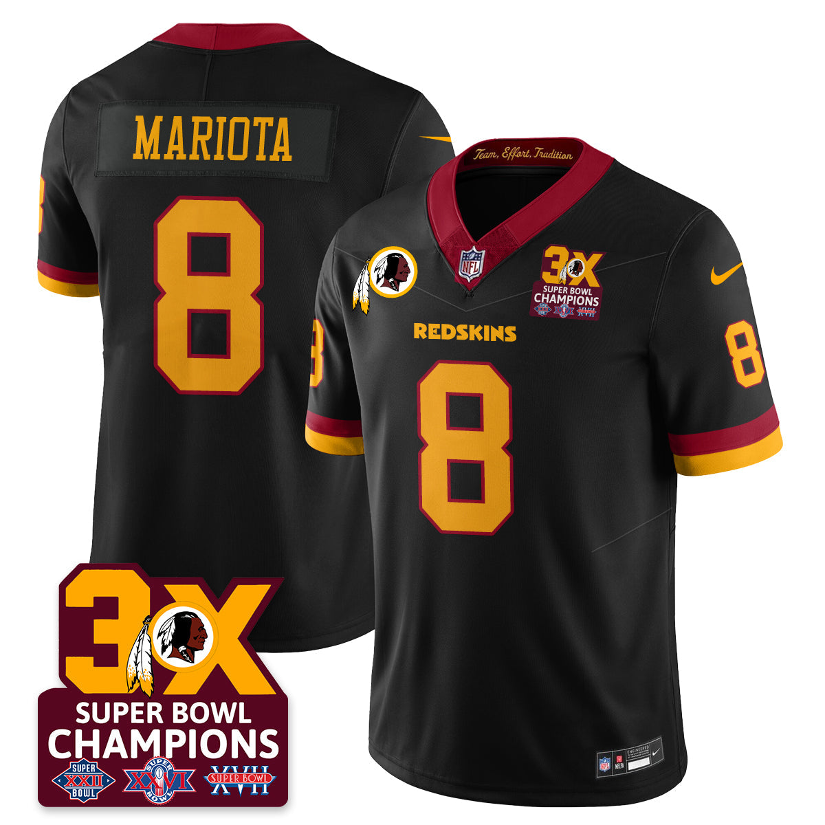 WAS 3-Time Champions Patch Vapor Limited Jersey - All Stitched