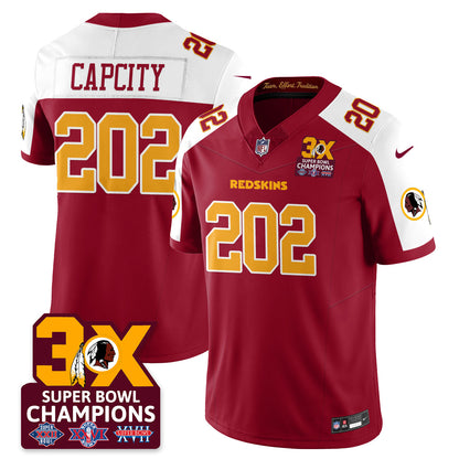 WAS 3-Time Champions Patch Vapor Limited Jersey - All Stitched