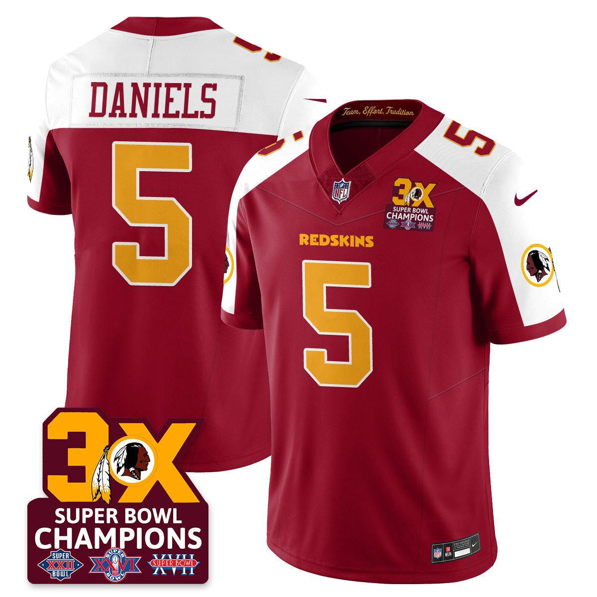 WAS 3-Time Champions Patch Vapor Limited Jersey - All Stitched