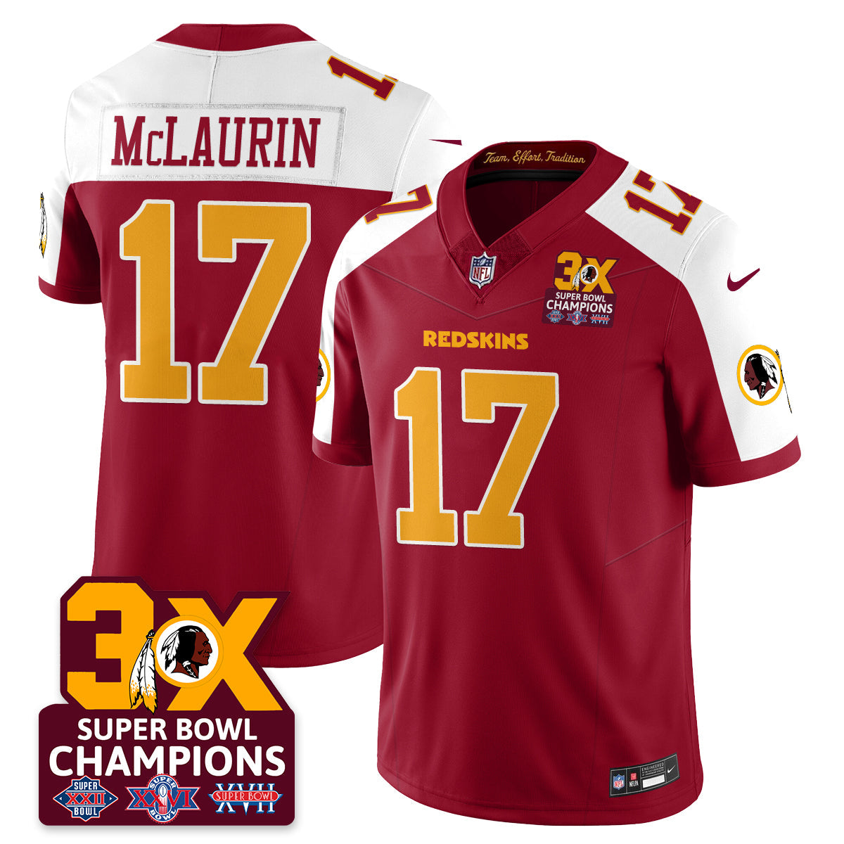 WAS 3-Time Champions Patch Vapor Limited Jersey - All Stitched