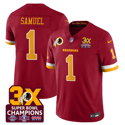 WAS 3-Time Champions Patch Vapor Limited Jersey - All Stitched