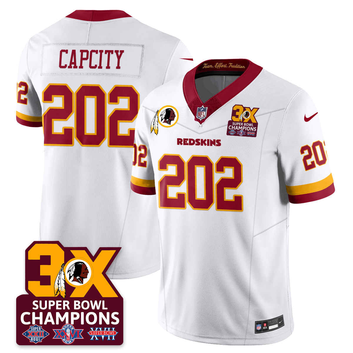 WAS 3-Time Champions Patch Vapor Limited Jersey - All Stitched