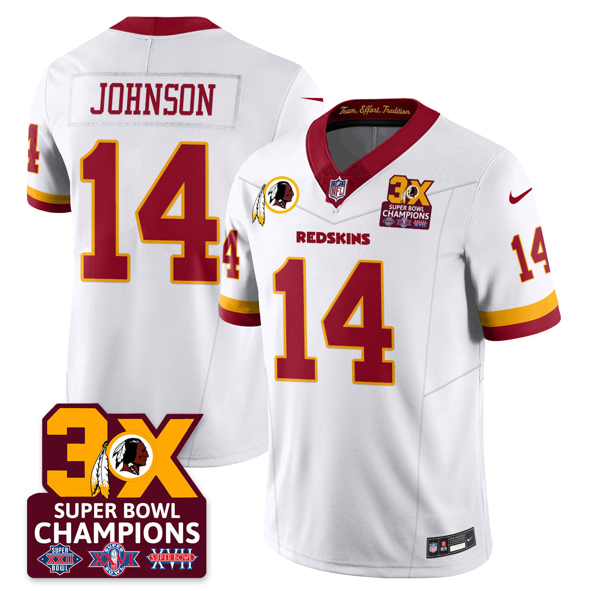 WAS 3-Time Champions Patch Vapor Limited Jersey - All Stitched