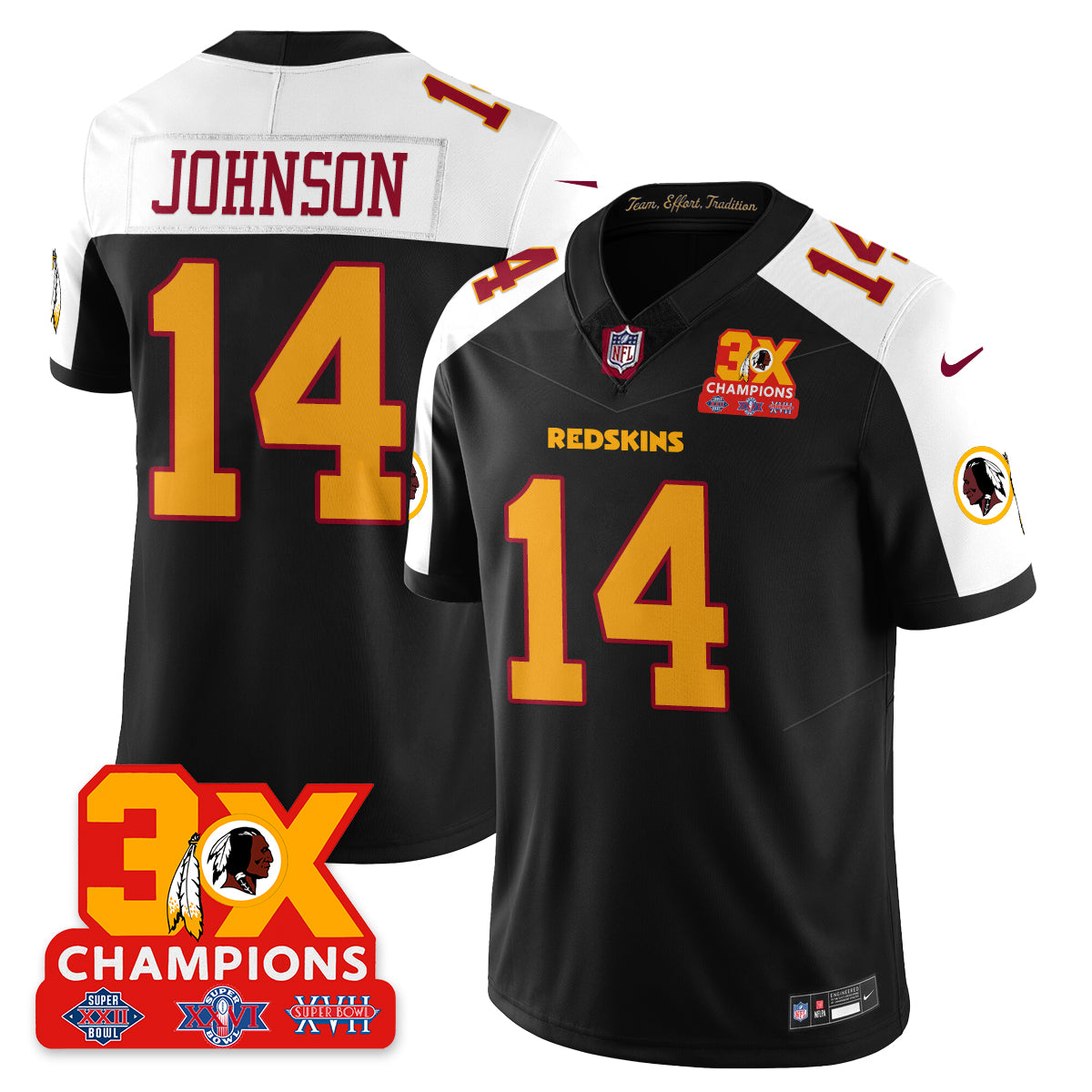 WAS 3-Time Champions Patch Vapor Limited Throwback Jersey - All Stitched