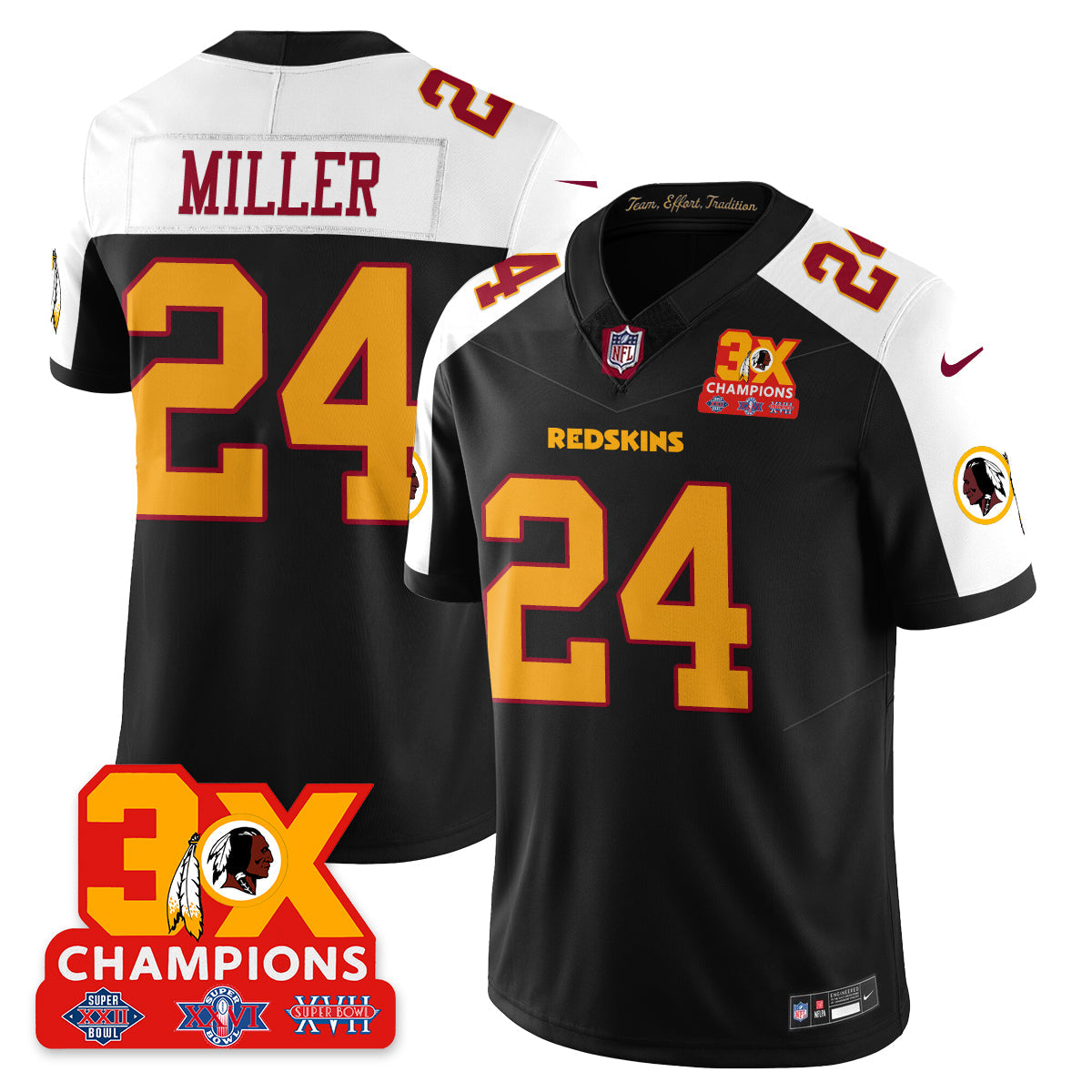 WAS 3-Time Champions Patch Vapor Limited Throwback Jersey - All Stitched