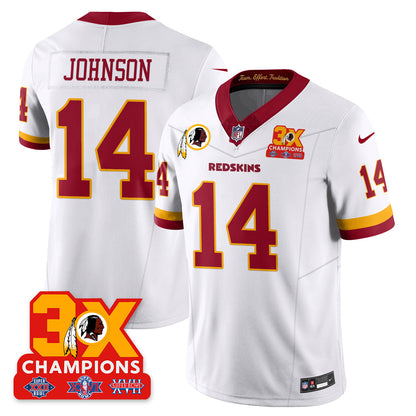WAS 3-Time Champions Patch Vapor Limited Throwback Jersey - All Stitched