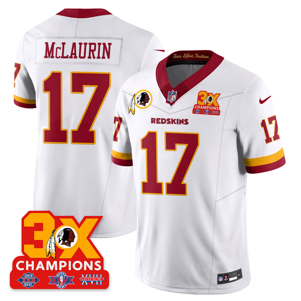 WAS 3-Time Champions Patch Vapor Limited Throwback Jersey - All Stitched