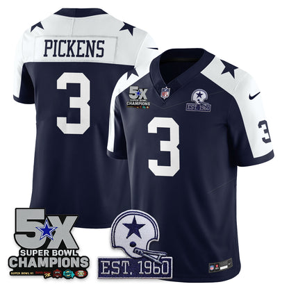 DAL 5-Time Champions Patch Vapor Limited Jersey - All Stitched
