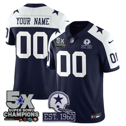DAL 5-Time Champions Patch Vapor Limited Custom Jersey - All Stitched