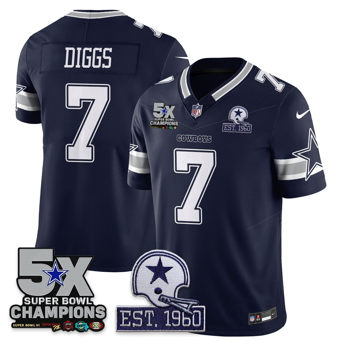 DAL 5-Time Champions Patch Vapor Limited Jersey - All Stitched