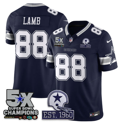 DAL 5-Time Champions Patch Vapor Limited Jersey - All Stitched