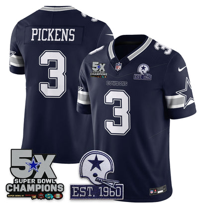 DAL 5-Time Champions Patch Vapor Limited Jersey - All Stitched