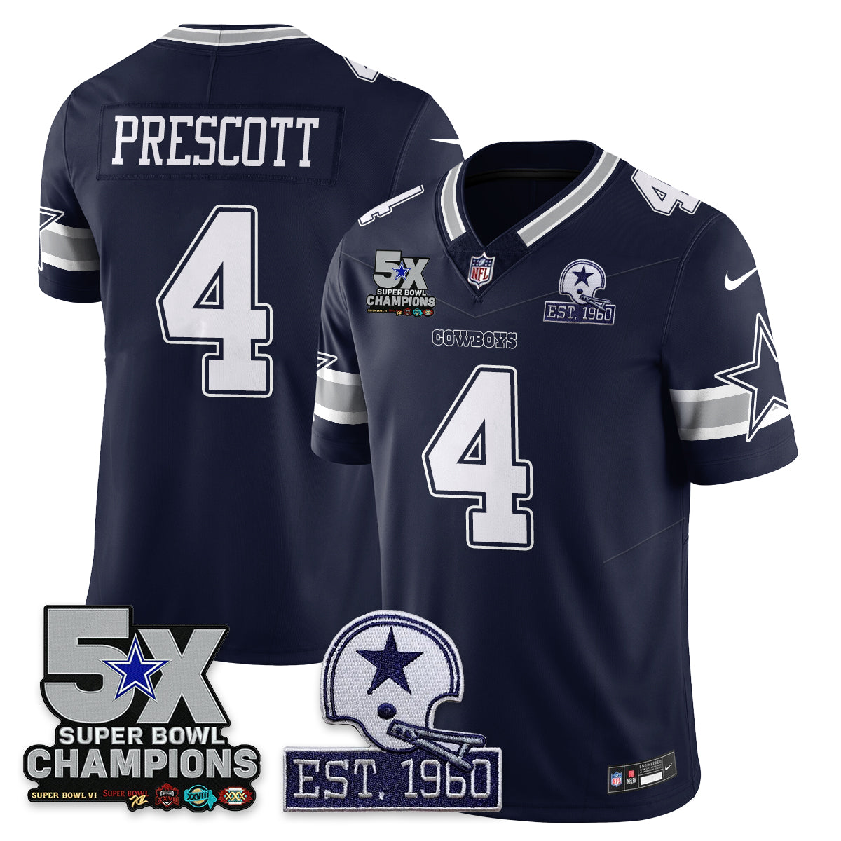 DAL 5-Time Champions Patch Vapor Limited Jersey - All Stitched