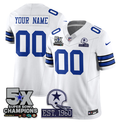 DAL 5-Time Champions Patch Vapor Limited Custom Jersey - All Stitched