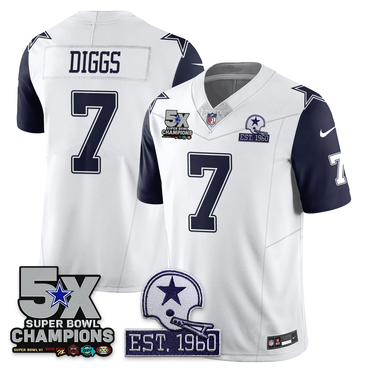 DAL 5-Time Champions Patch Vapor Limited Jersey - All Stitched