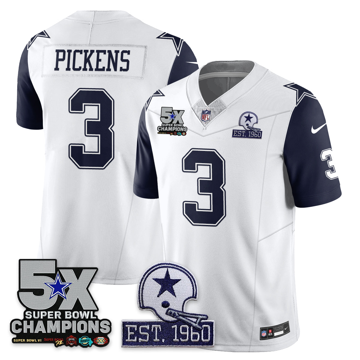 DAL 5-Time Champions Patch Vapor Limited Jersey - All Stitched