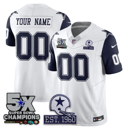 DAL 5-Time Champions Patch Vapor Limited Custom Jersey - All Stitched