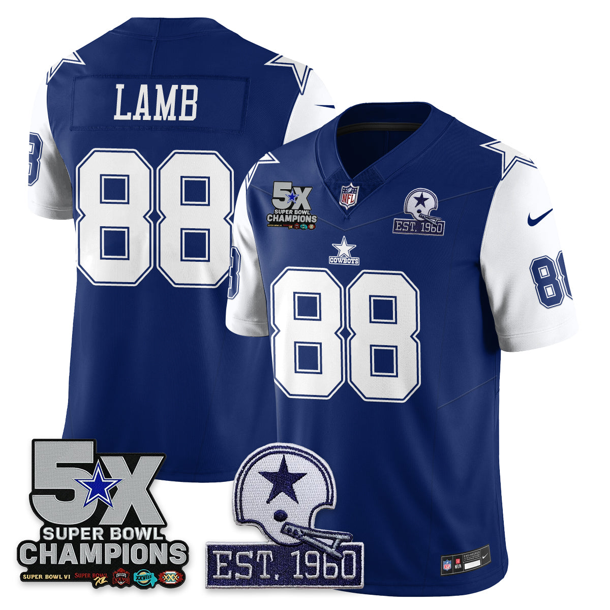 DAL 5-Time Champions Patch Vapor Limited Jersey - All Stitched