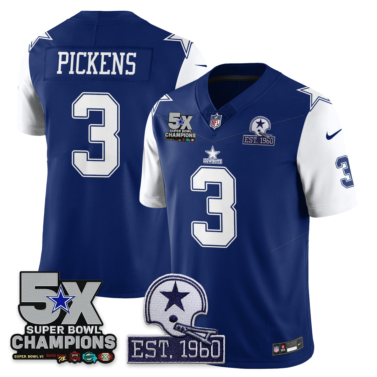 DAL 5-Time Champions Patch Vapor Limited Jersey - All Stitched