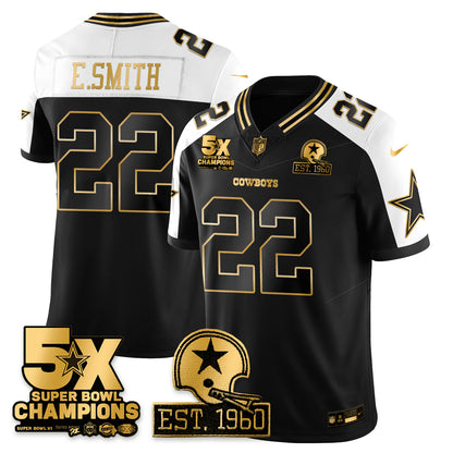DAL 5-Time Champions Patch Vapor Limited Gold Jersey - All Stitched